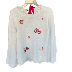 Lauren Conrad Disney Sweater Womens Large Sequin Snow White Cream Bow